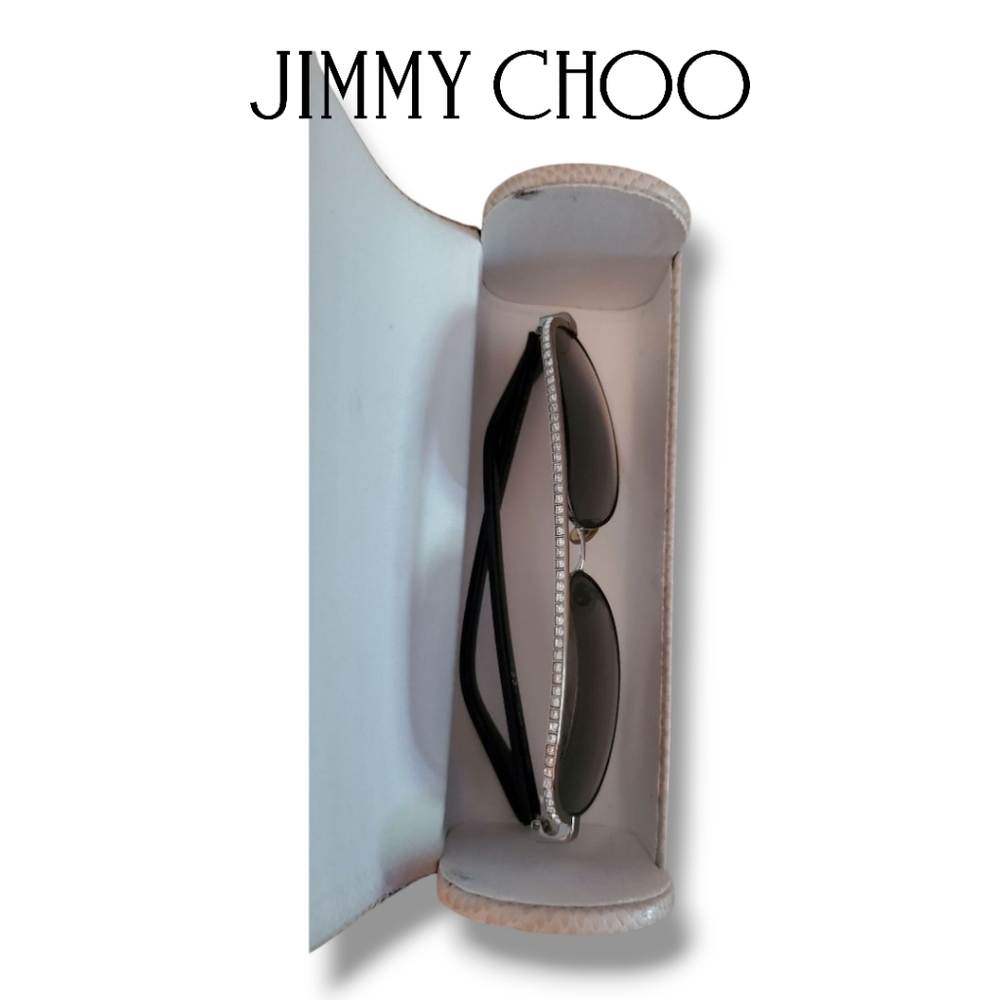 Jimmy Choo LINA/S Silver Black Crystal Jeweled Aviator Gradient Sunglasses - Picture 6 of 16